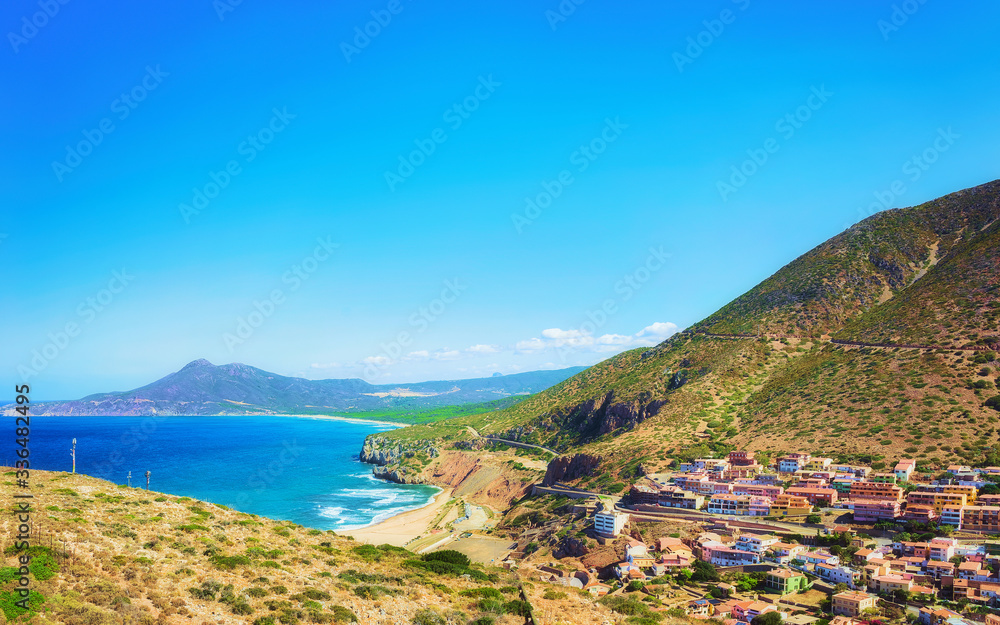 Buggerru city and beach in South Sardinia