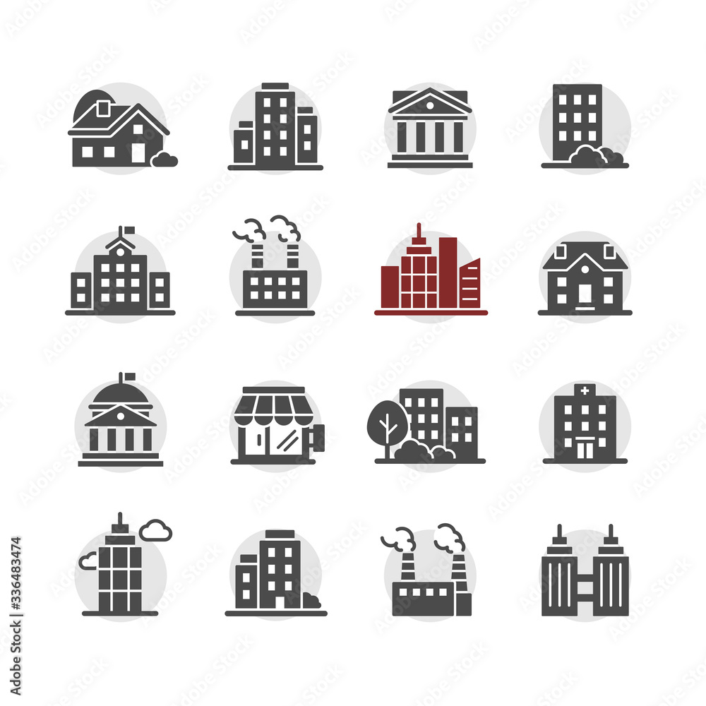 Fototapeta premium Architecture city vector icon set