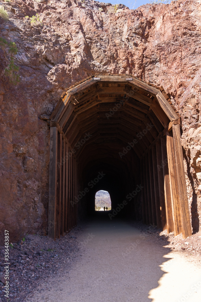An old railroad tunnel converted to hiking trails in recreation area