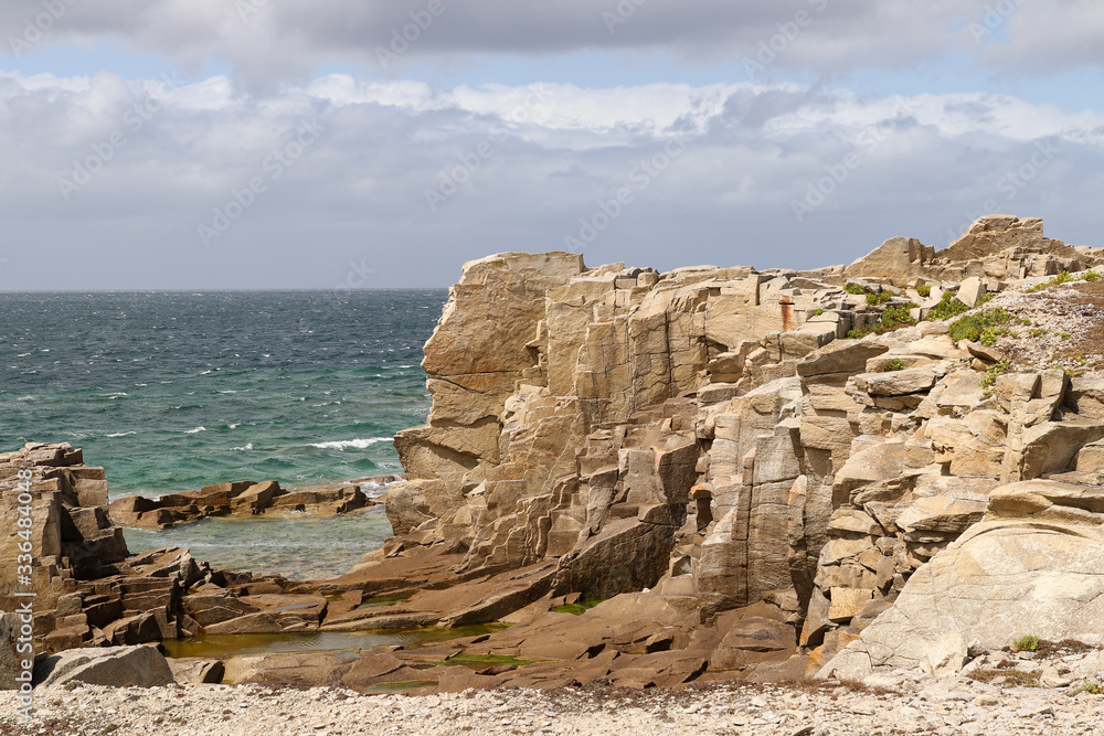Cliffs on the coast of the Ile Grande in Pleumeur-Bodou