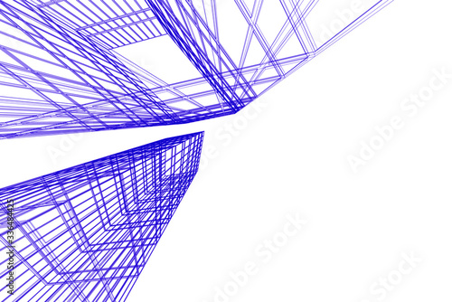 Building architecture, geometric background, abstract 3d