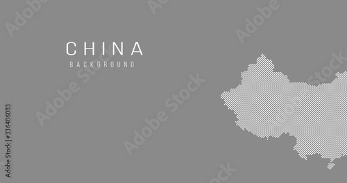 China country map backgraund made from halftone dot pattern, Vector illustration isolated on gray background