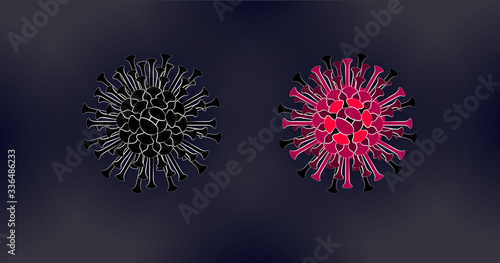 Novel Coronavirus COVID background concept SARS pandemic symbol. Danger of Virus outbreak and 2019-nKoV flu background, health risk, immunology, virology, epidemiology. Fight against coronavirus