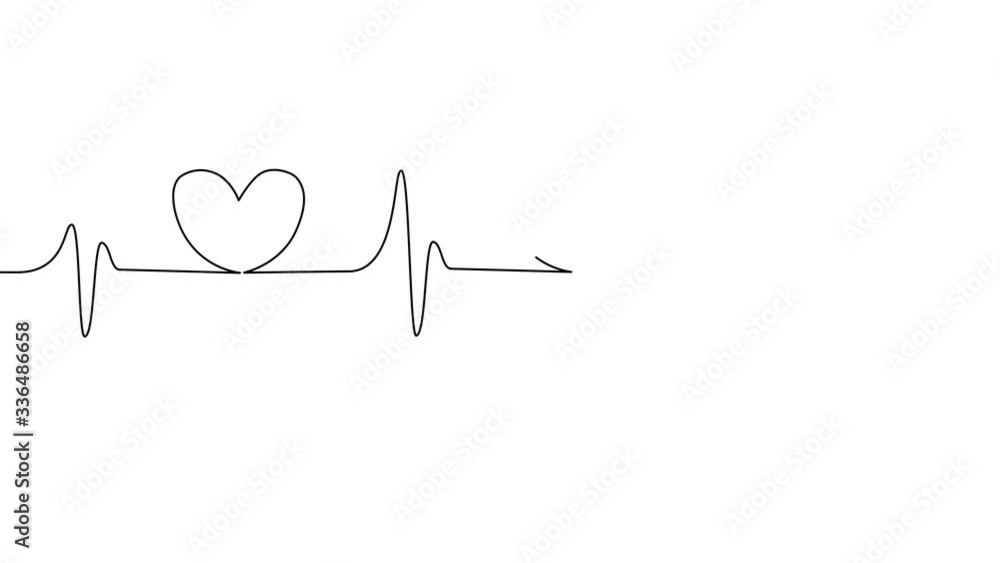 animation Single solid line art cardiogram anatomical human heart silhouette. Healthy medicine and love concept one sketch outline design. animation Single solid line art cardiogram anatomical human heart silhouette. Healthy medicine and love concept one sketch outline design.