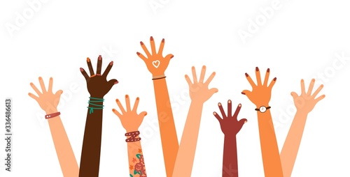 Colorful up hands set, vector illustration