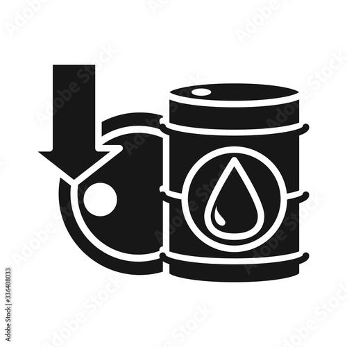 barrels downturn collapse trade crisis economy, oil price crash silhouette style icon