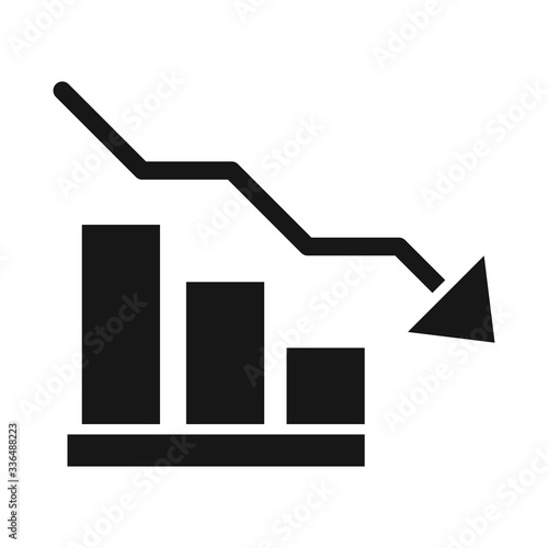 downward arrow chart trade crisis economy, oil price crash silhouette style icon