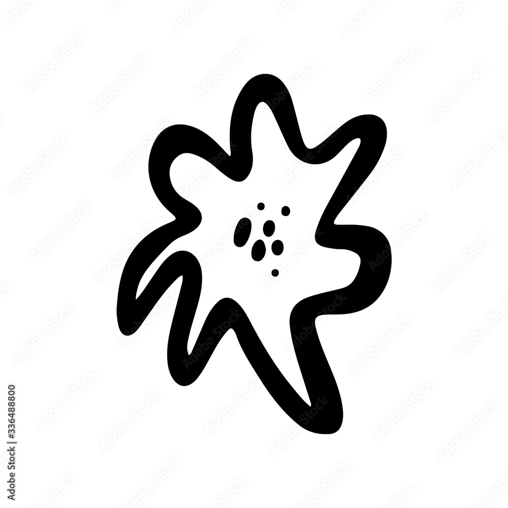 Obraz premium Flowers buds simple cute outline doodle digital art. Print for cards, invitations, banners, posters, web, wrapping paper, stickers, textiles, design, coloring for children and adults.