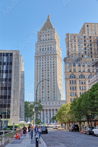 NEW YORK, USA - OCTOBER 2, 2018: The Thurgood Marshall United States Courthouse Building at Foley Square, view from Duane street.