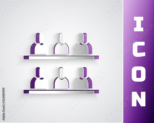 Paper cut Jurors icon isolated on grey background. Paper art style. Vector Illustration