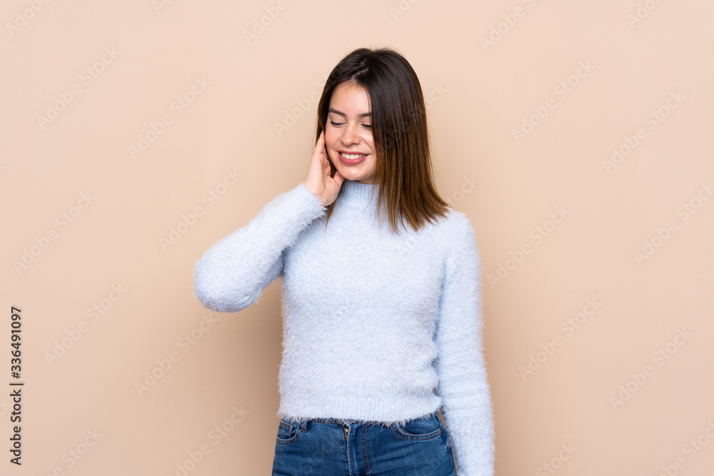 Young woman over isolated background with toothache Young woman over isolated background with toothache