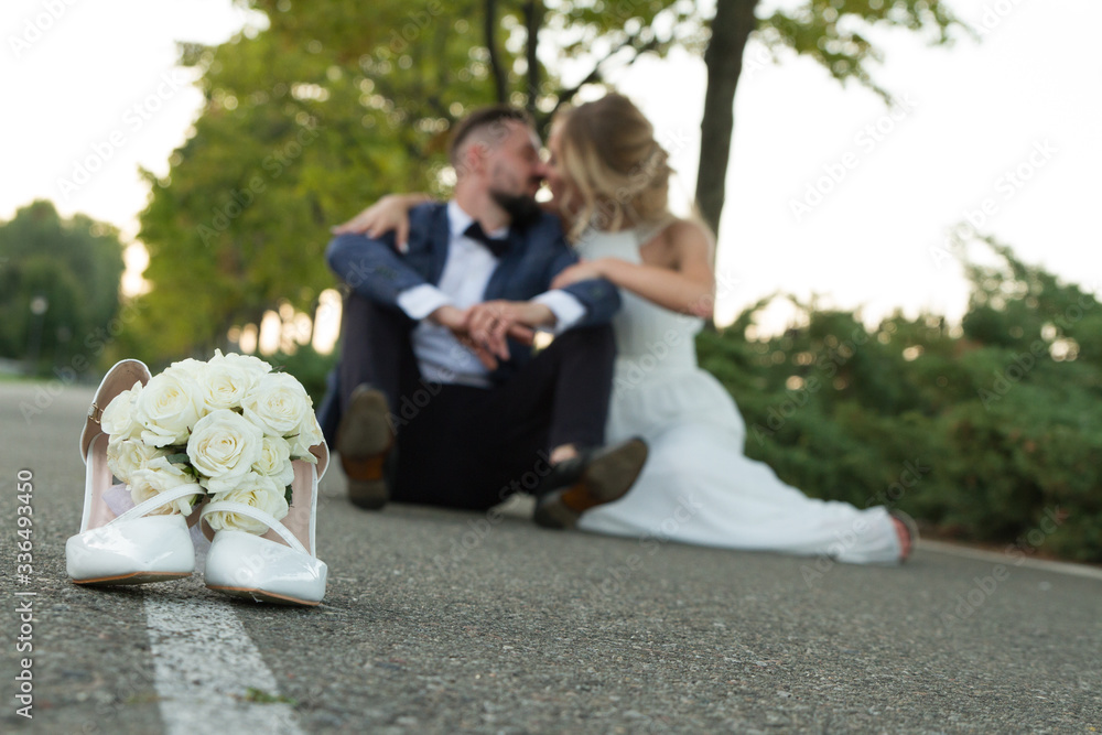 Beautiful wedding couple, newlyweds are enjoying wedding Beautiful wedding couple, newlyweds are enjoying wedding