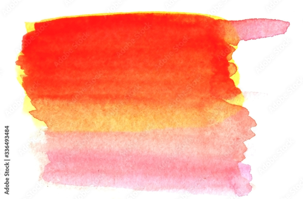 Abstract bright watercolor stain on a white background red orange tone