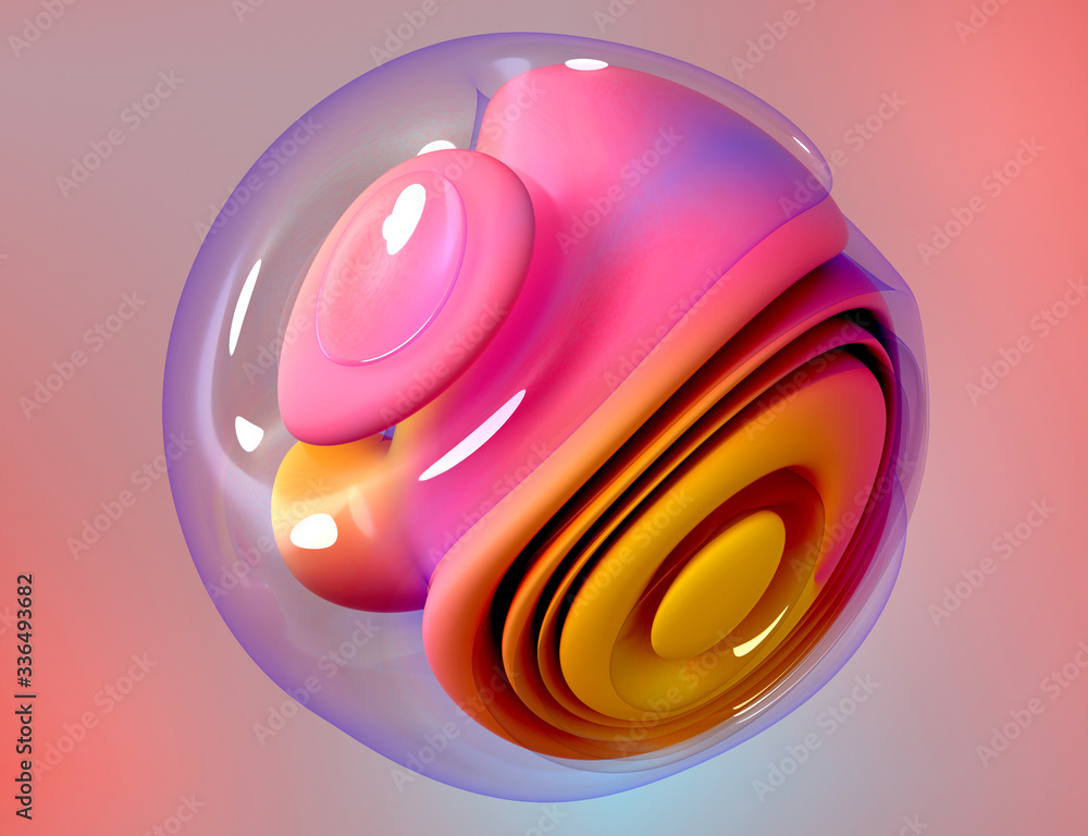 Φωτογραφία 3d render of abstract art of surreal 3d ball in organic curve round wavy smooth
