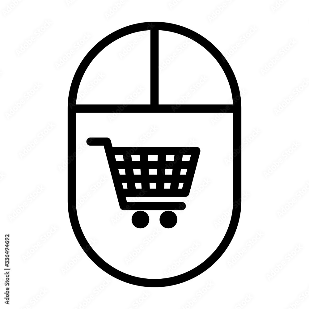 Online shopping icon with computer mouse and shopping cart Online shopping icon with computer mouse and shopping cart