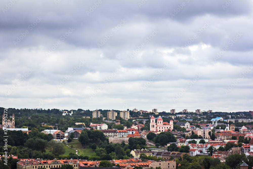 Old city landscape from Gediminas Castle Tower Vilnius Lithuania