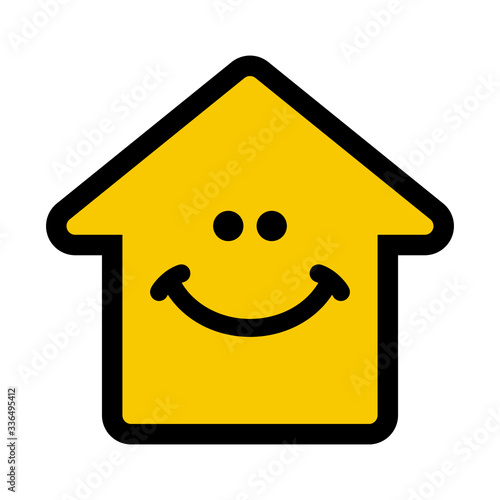 Smiling home icon/ House icon with smiley face