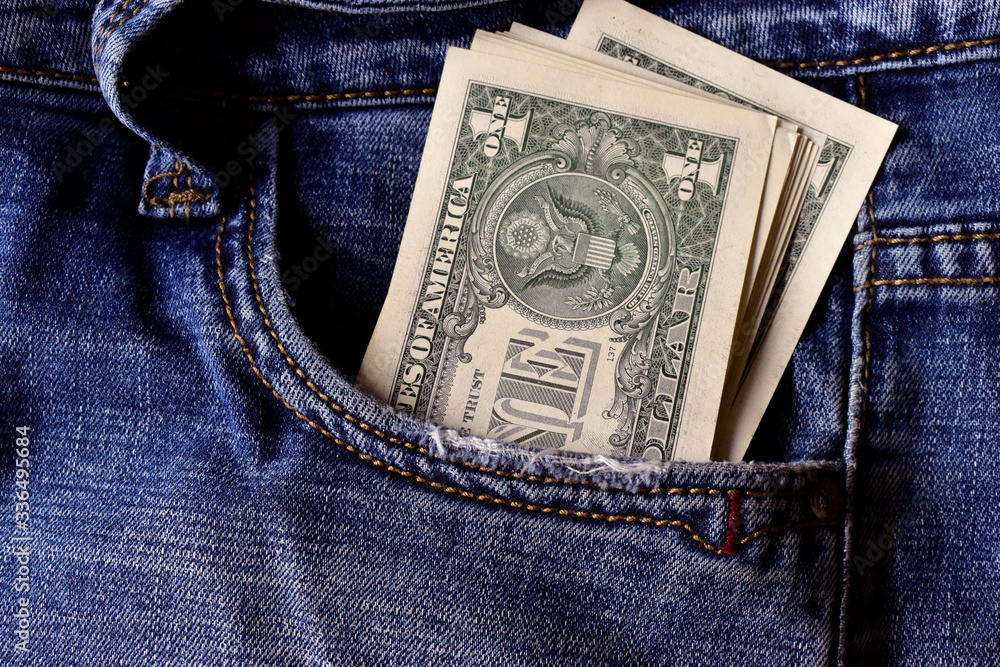 Dollar bills in your pants and jeans pocket Dollar bills in your pants and jeans pocket