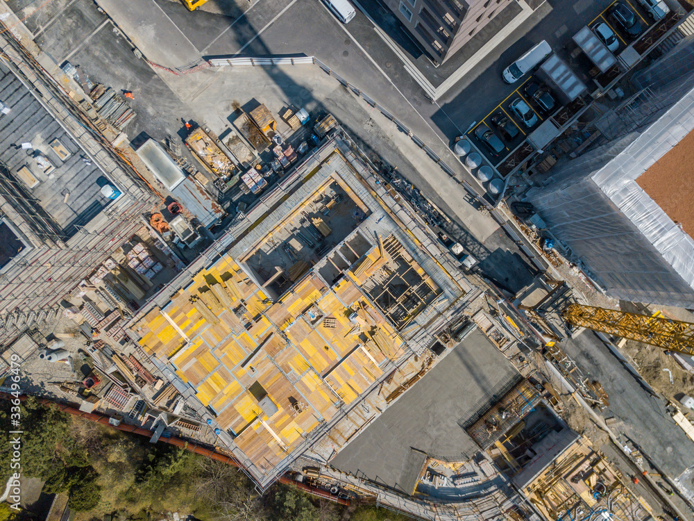 Aerial view of construction site of building in Switzerland.