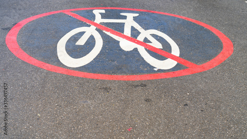 No cycling zone symbol on pavement © Brian Scantlebury