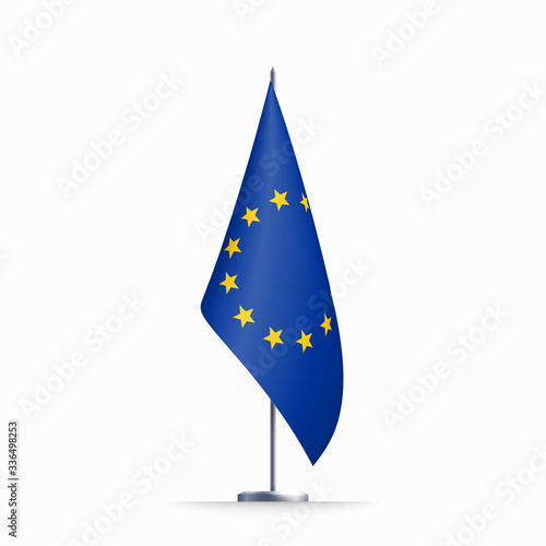 European Union flag state symbol isolated on national banner. Greeting card political and economic union of 27 member states that are located primarily in Europe. Illustration banner realistic EU flag