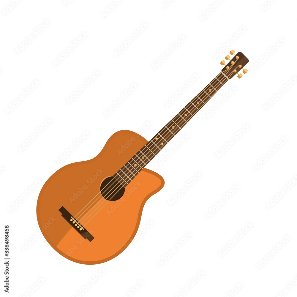 Guitar flat icon. Acoustic music, folk, concert. Musical instruments concept. illustration can be used for topics like music, leisure, hobby