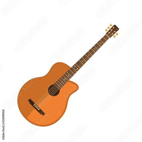 Guitar flat icon. Acoustic music, folk, concert. Musical instruments concept. illustration can be used for topics like music, leisure, hobby