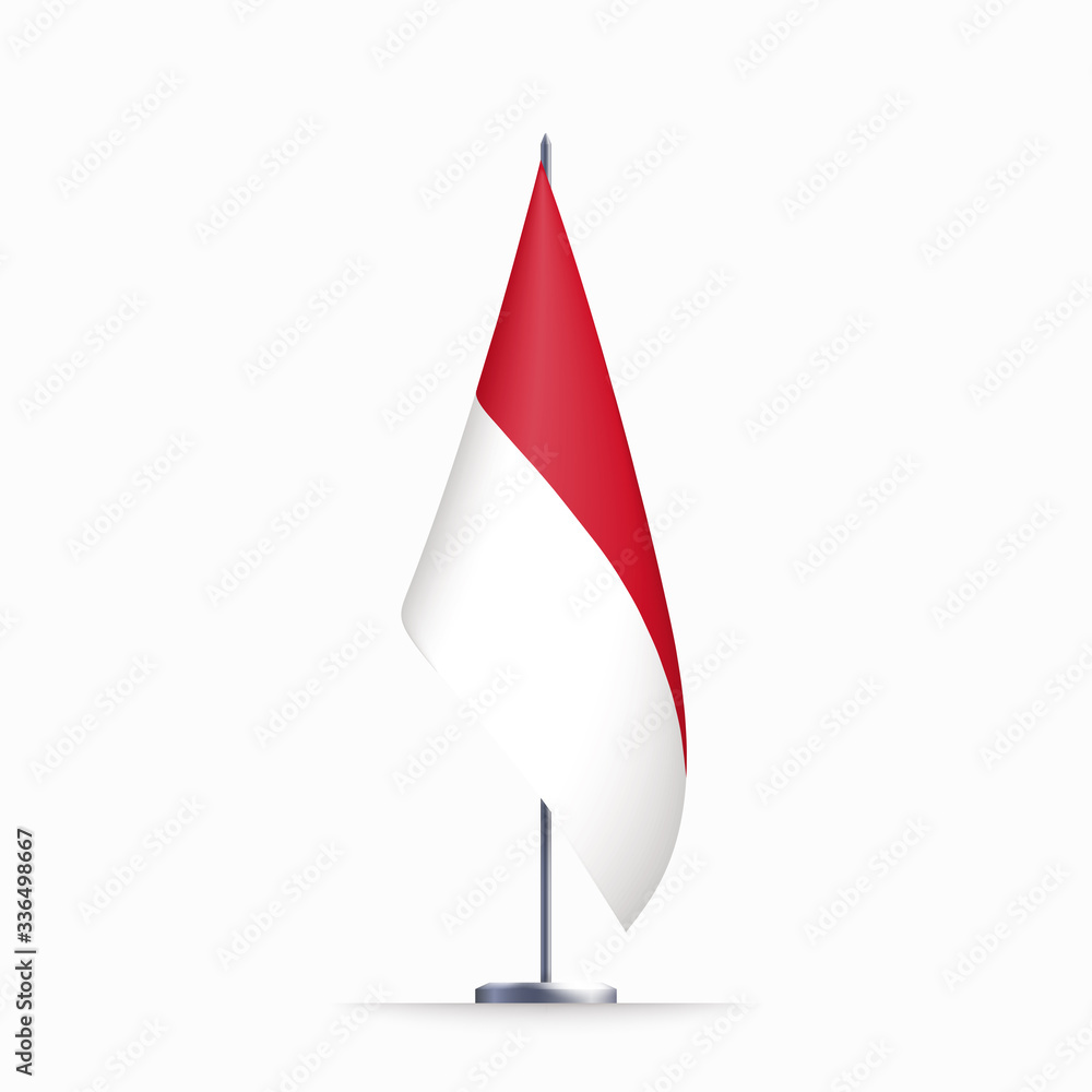 Obraz premium Monaco flag state symbol isolated on background national banner. Greeting card National Independence Day of the Principality of Monaco. Illustration banner with realistic state flag.