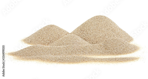 Sand pile isolated on a white background. Sand dunes. Desert sand.