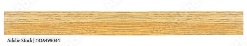 Oak wooden beam, top view. Wooden bar isolated on a white background.