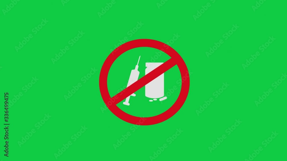 Anti-vax animation with a syringe and a bottle of pills on a green key background Anti-vax animation with a syringe and a bottle of pills on a green key background
