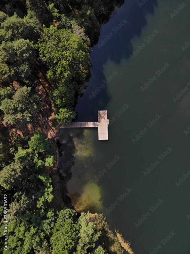 Naklejka premium Platform on Lake from drone , neutral