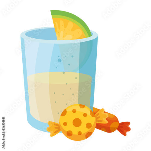 Mexican tequila shot with lemon and candies design, Mexico culture tourism landmark latin and party theme Vector illustration