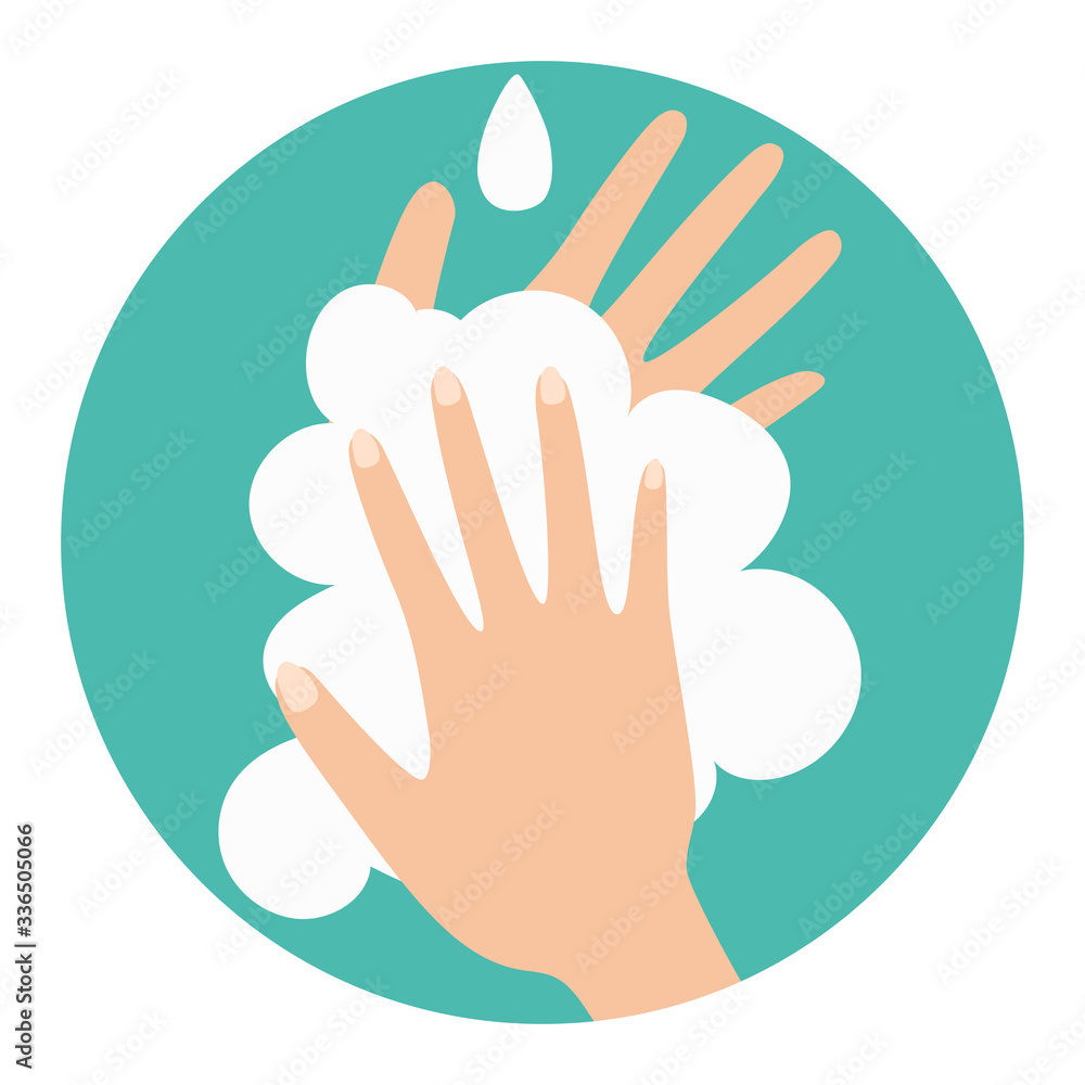 Washing hands with soap to prevent virus and bacteria. Vector Washing hands with soap to prevent virus and bacteria. Vector