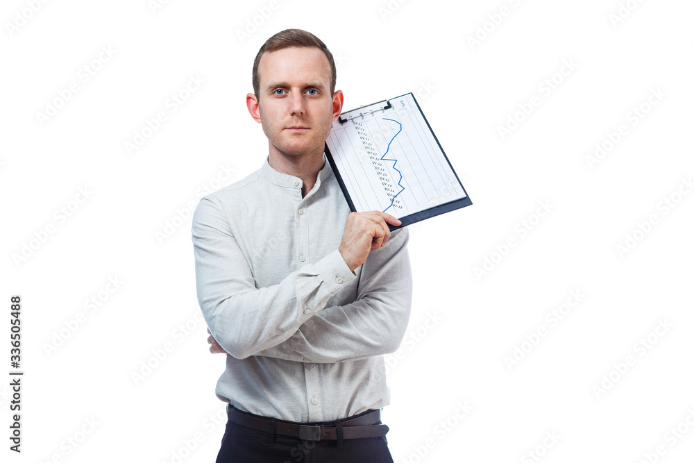 man businessman, a teacher, a mentor, study and sign documents a new Business Projects. Isolated on white background man businessman, a teacher, a mentor, study and sign documents a new Business Projects. Isolated on white background