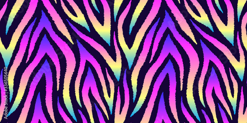 Wild animal fur inspired seamless pattern. Colorful gradient vector background.