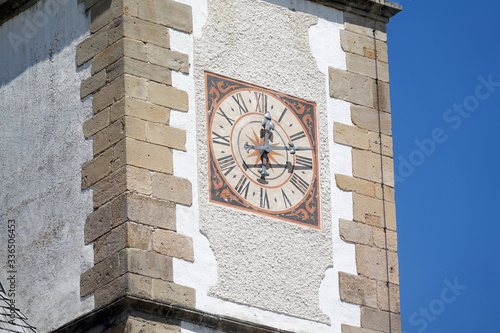 Uhr an der Wallfahrtskirche Maria Weissenstein bei Deutschnofen im Eggental photo