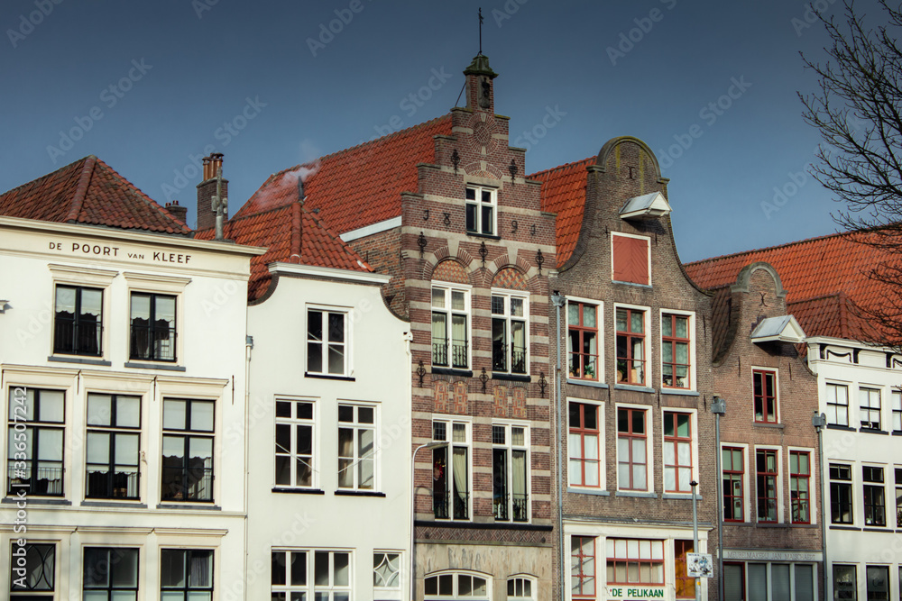 The Netherlands in winter with clear skies, buildings and streets The Netherlands in winter with clear skies, buildings and streets