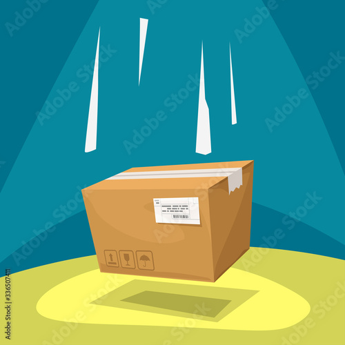 falling cartoon parcel carton box