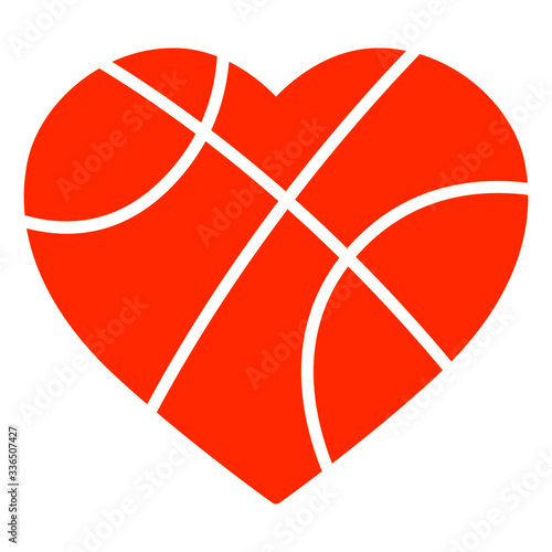 Heart shape basketball ball vector illustration isolated on white background 