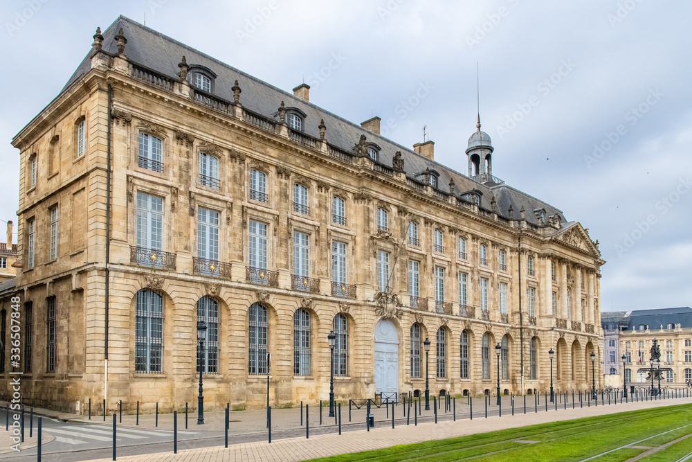 Bordeaux, beautiful french city, typical building quai de la Douane

