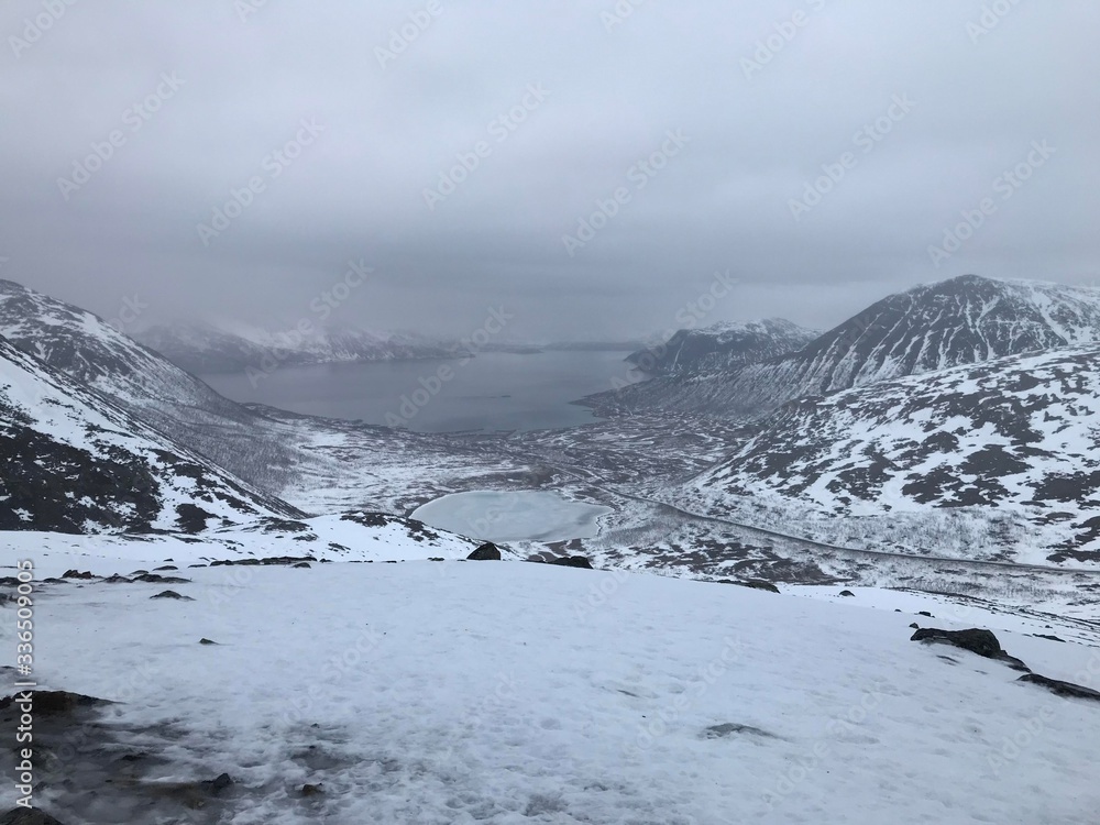 Obraz premium Traveling in the arctic, Norway Tromsø, Snow cold and solitude
