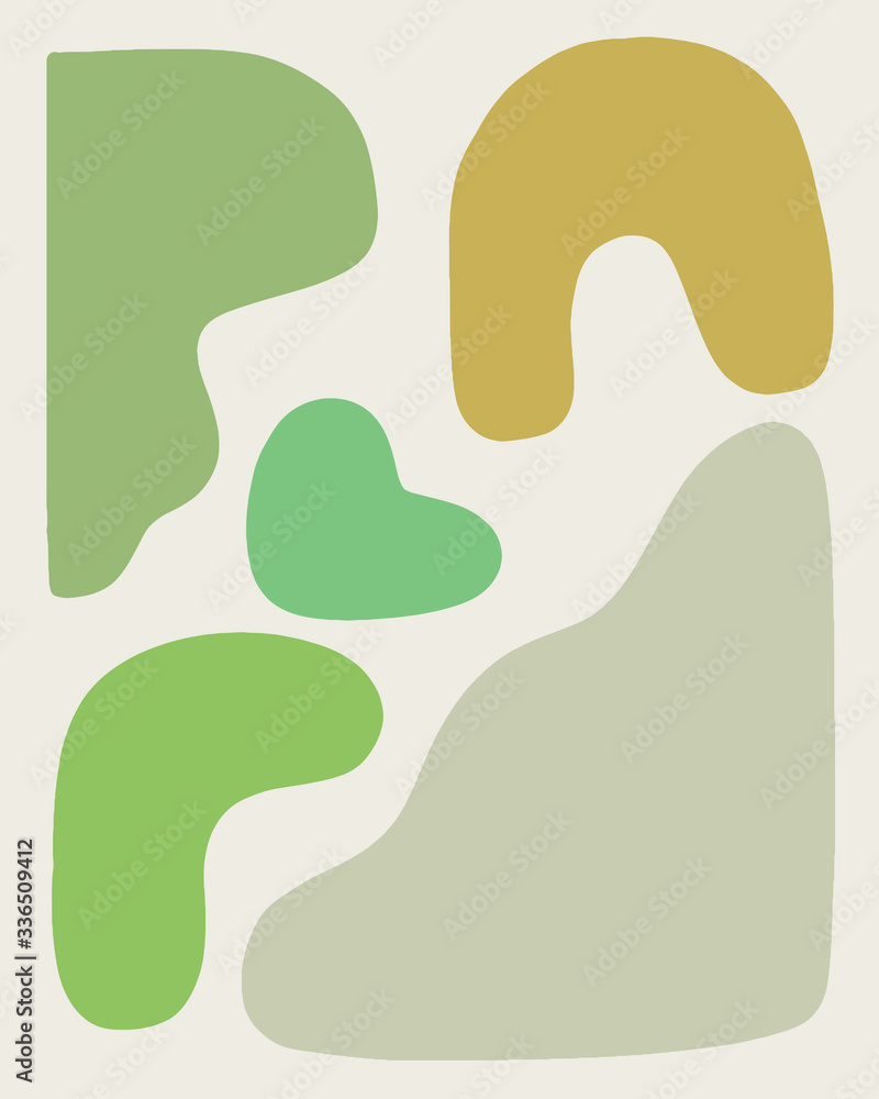 Minimal abstract mid century modern art vector illustration green and yellow Minimal abstract mid century modern art vector illustration green and yellow