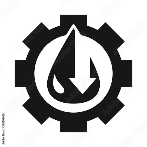 gear with drop down arrow trade crisis economy, oil price crash silhouette style icon