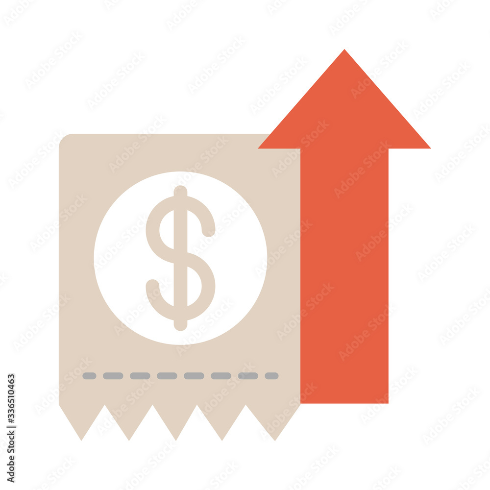 account bill arrow up, rising food prices, flat style icon account bill arrow up, rising food prices, flat style icon