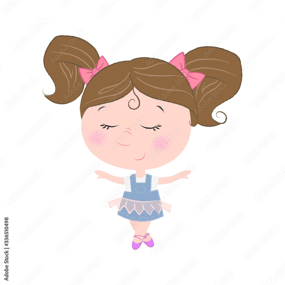 Little cartoon ballet dancer. Dancing concept. illustration can be used for topics like performing, entertainment, activity Little cartoon ballet dancer. Dancing concept. illustration can be used for topics like performing, entertainment, activity