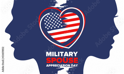 Military Spouse Appreciation Day. Celebrated in the United States. National Day recognition of the contribution, support and sacrifice of the spouses of the Armed Forces. Poster, card, banner. Vector