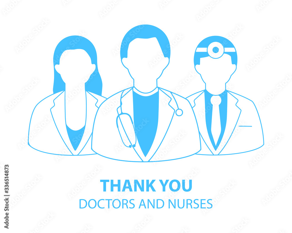 vector illustration of a medical team.Text vector illustration of a medical team.Text