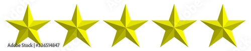 5 stars rating yellow gold 3d vector