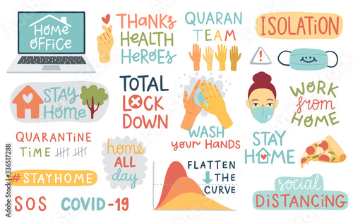 CoronaVirus Covid-19 letterings and other elements.